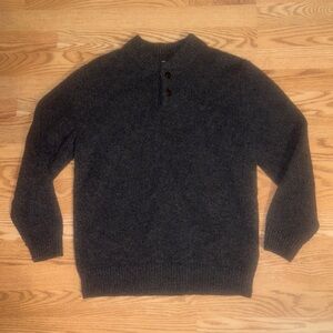 LL Bean 100% Lambs Wool Men's Classic Ragg Sweater Henley Pullover Beige Large